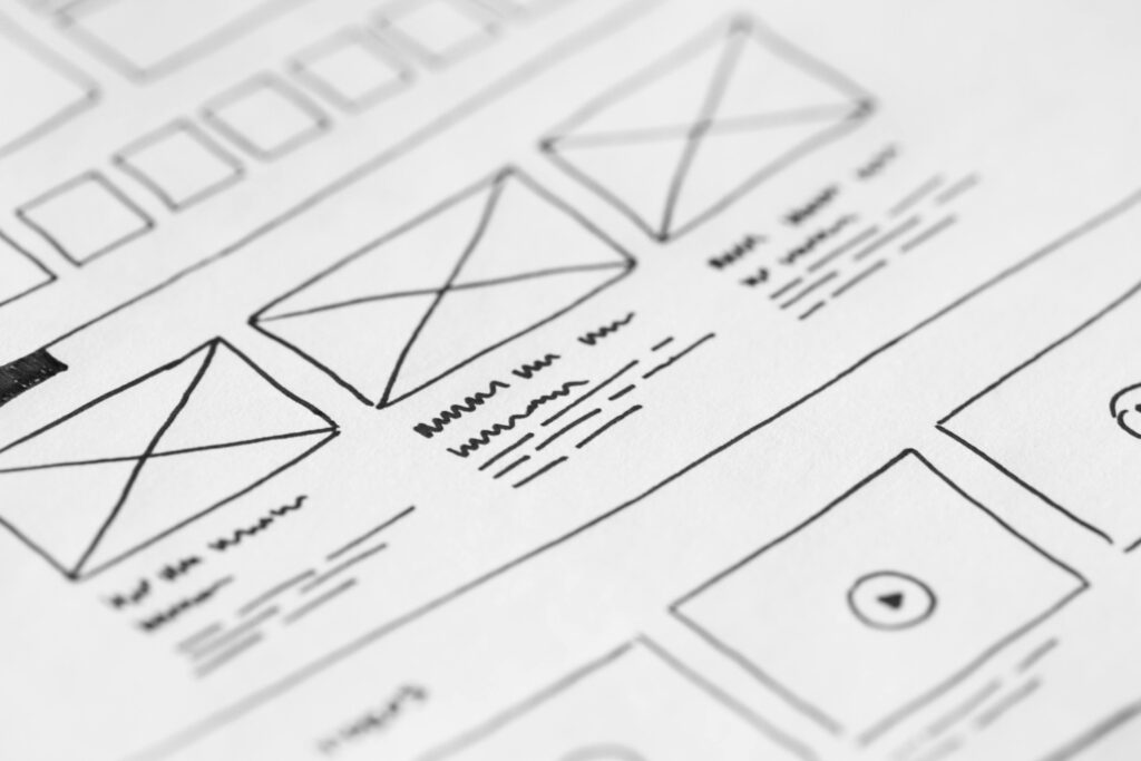 sketchbook of storyboarding web design